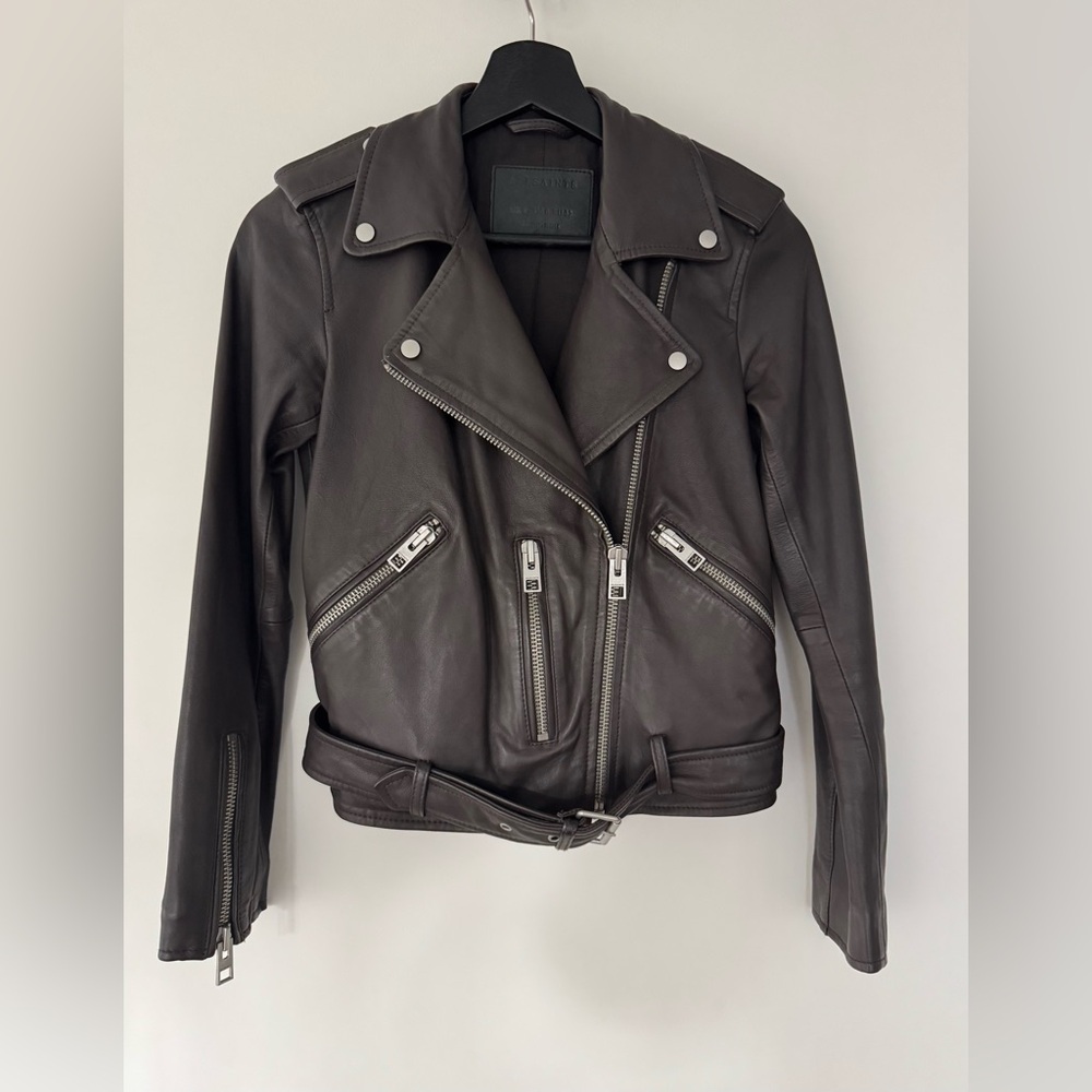 Allsaints Classic Black Leather Jacket - Picture 3 of 4